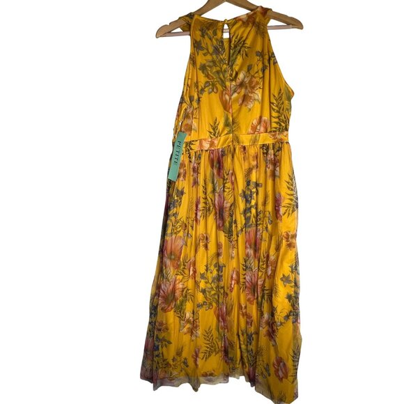 NWT Candalite Petite PXL Floral Yellow Halter Maxi Polyester Spring Summer Dress - Picture 2 of 16